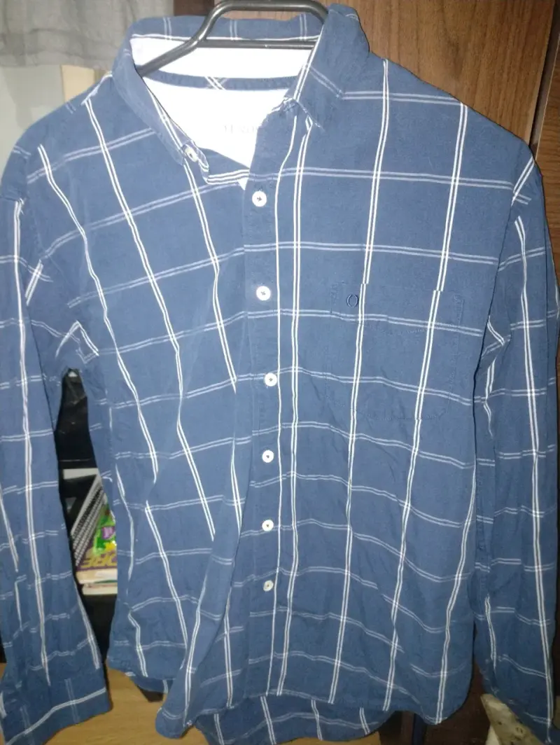 Camisa azul a cuadros Potros talla M - 3