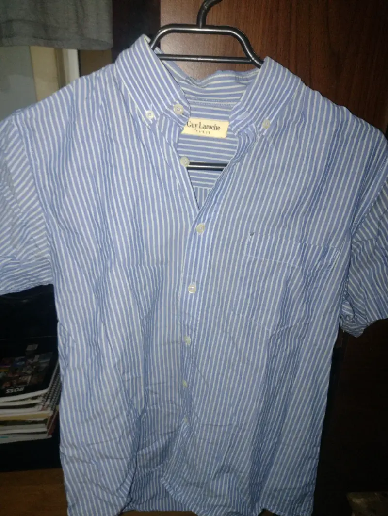 Camisa rayada celeste marca guy Laroche Original s - 3