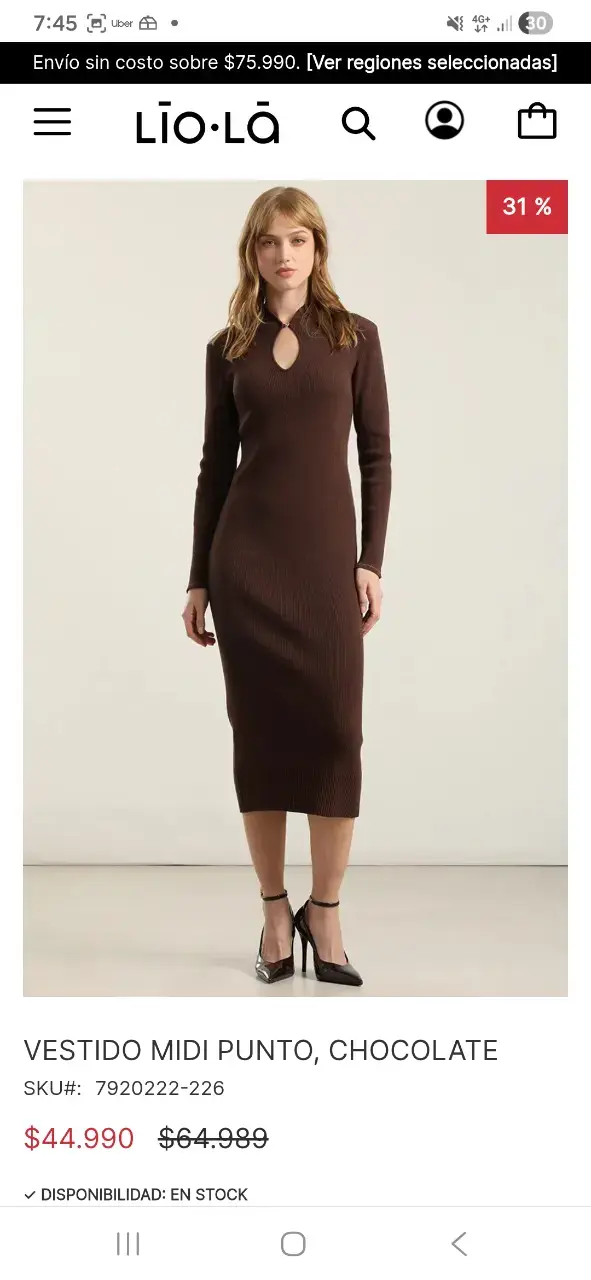 Vestido midi color chocolate - 1