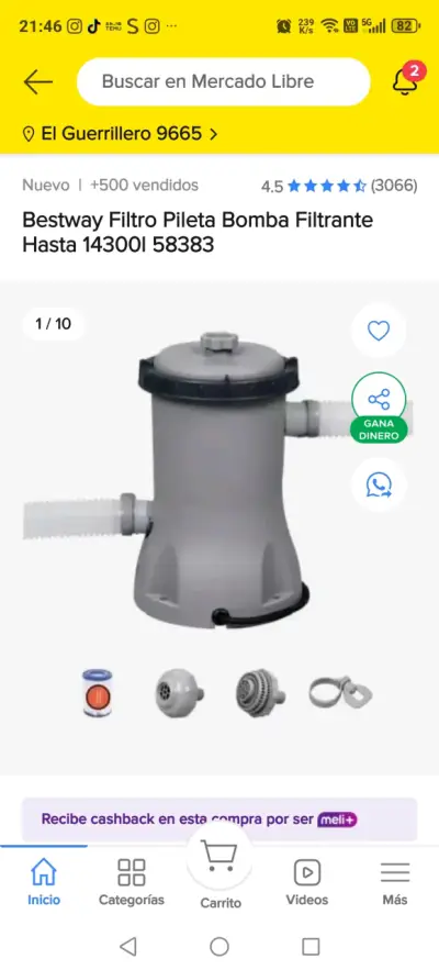 Filtro para pileta Bestway 14300l - miniatura 1