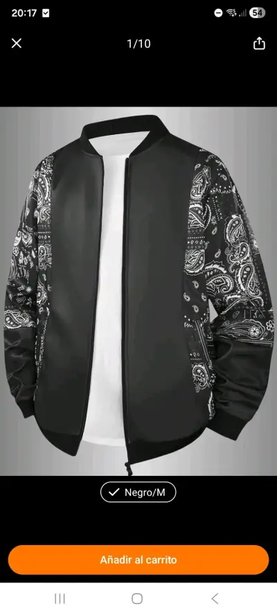 Chaqueta bomber negra estampada - miniatura 1