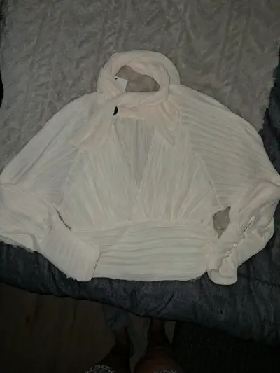 Blusa blanca elegante XS - miniatura 2