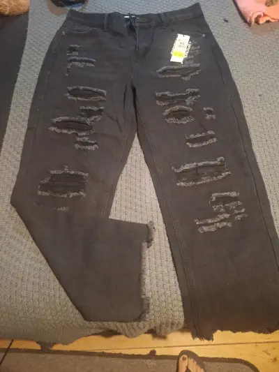 Jeans negros desgastados mujer - miniatura 1