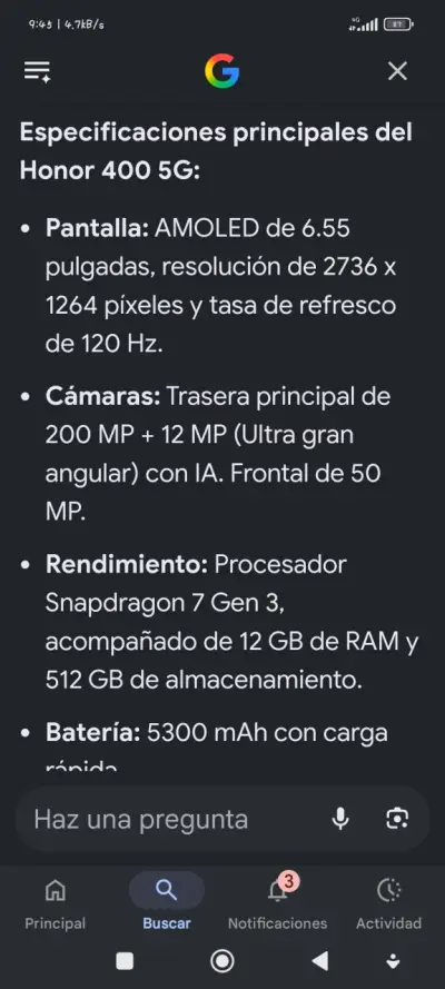Smartphone Honor 400 5G nuevo - miniatura 6