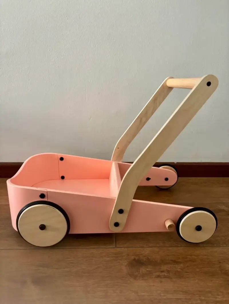 Carrito de madera rosado - 1