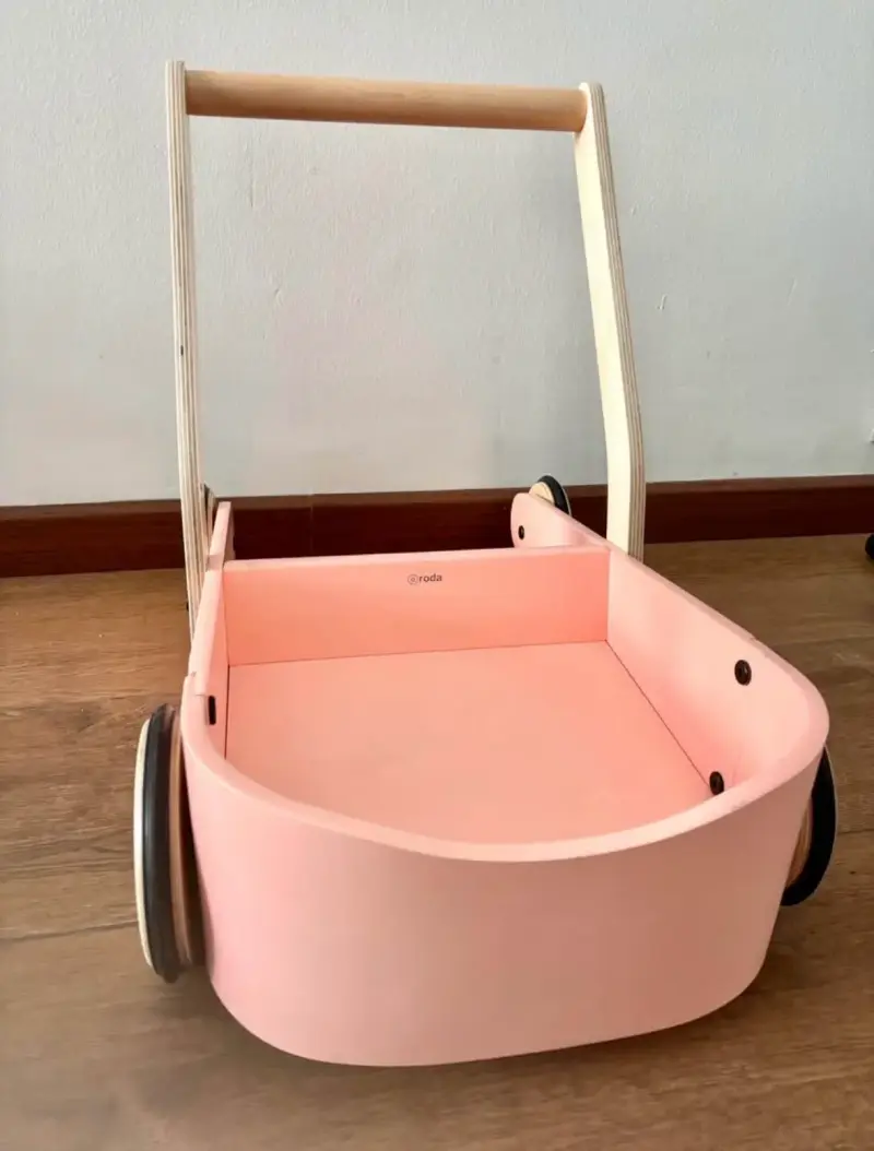 Carrito de madera rosado - 2