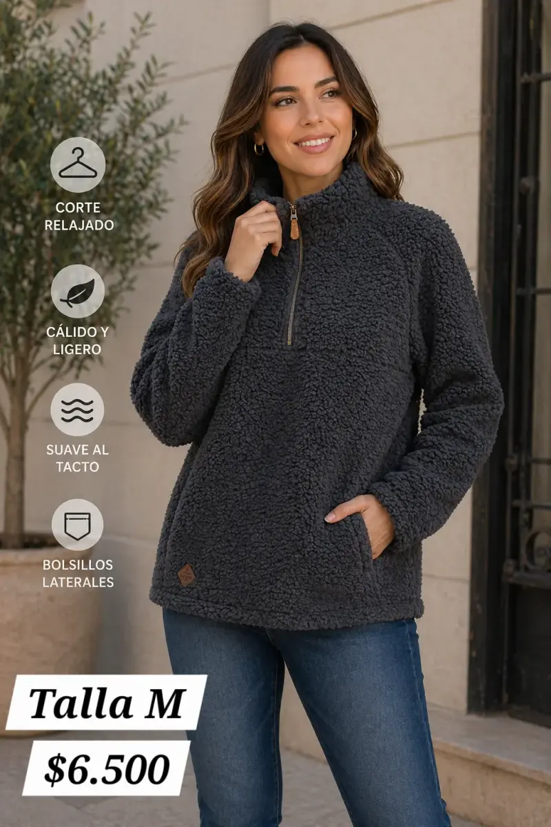 Polar gris con cierre para mujer