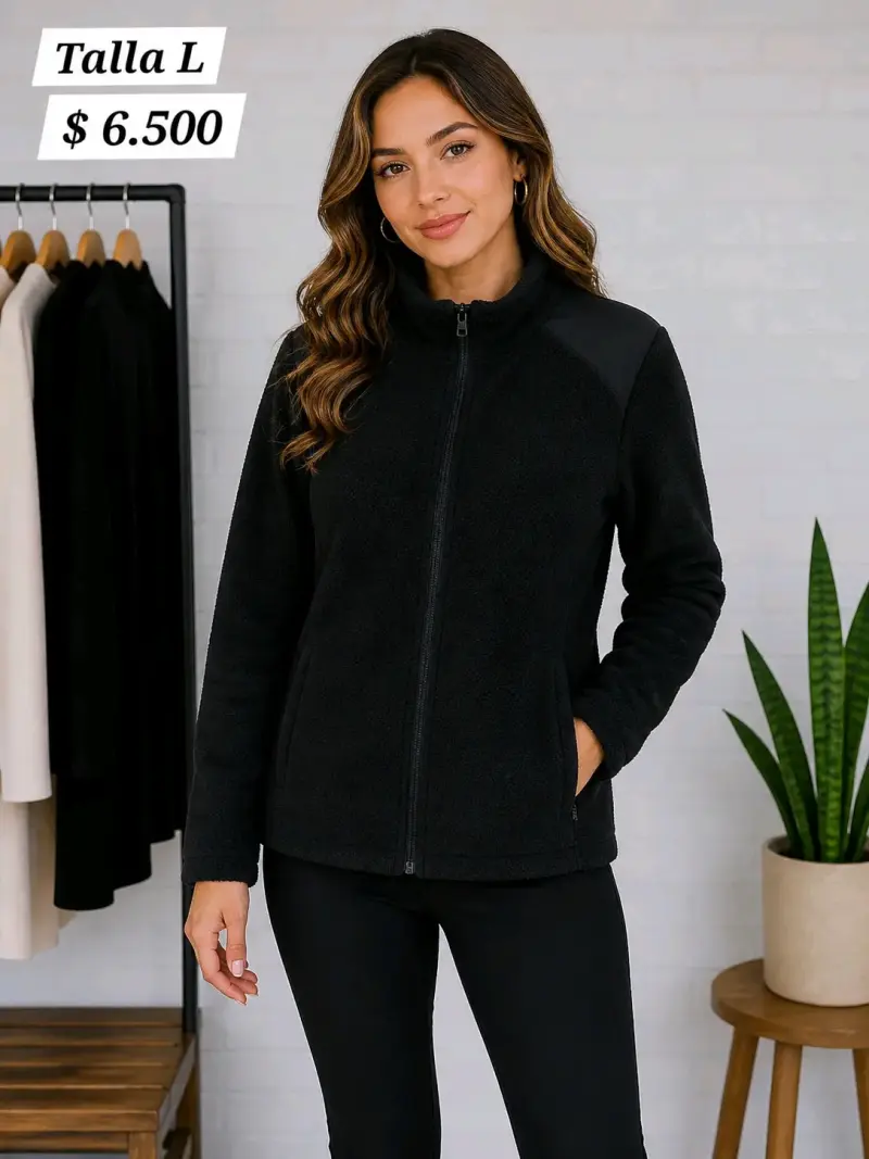 Chaqueta de polar negra mujer