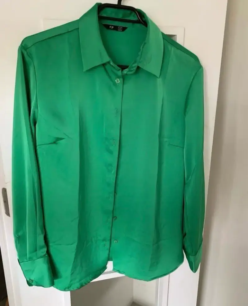 Blusa verde delgada manga larga - 1