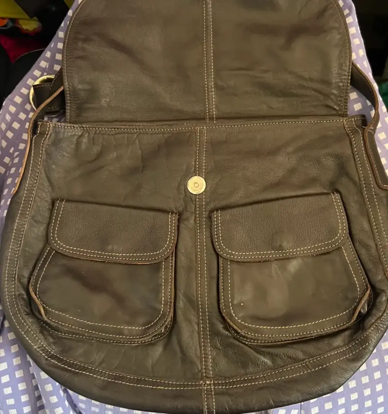 Bolso bandolera de cuero café - 3