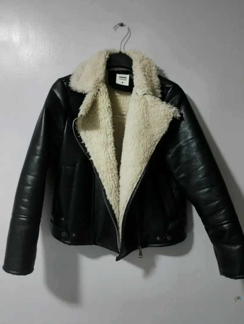 Chaqueta biker negra eco cuero - 1