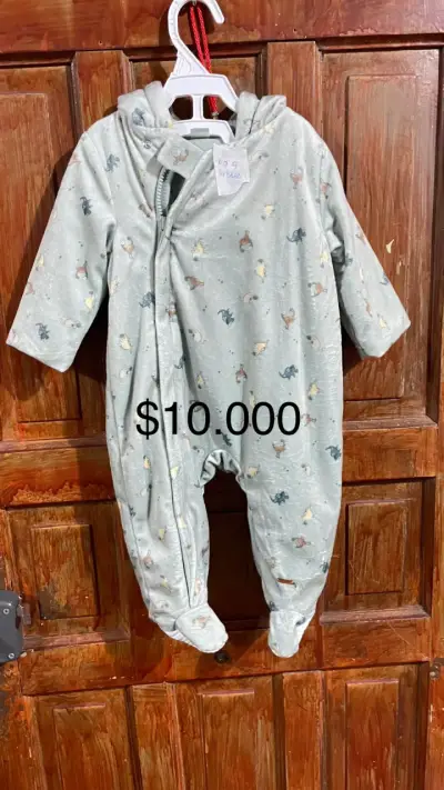 Pijama entero gris con capucha - miniatura 1