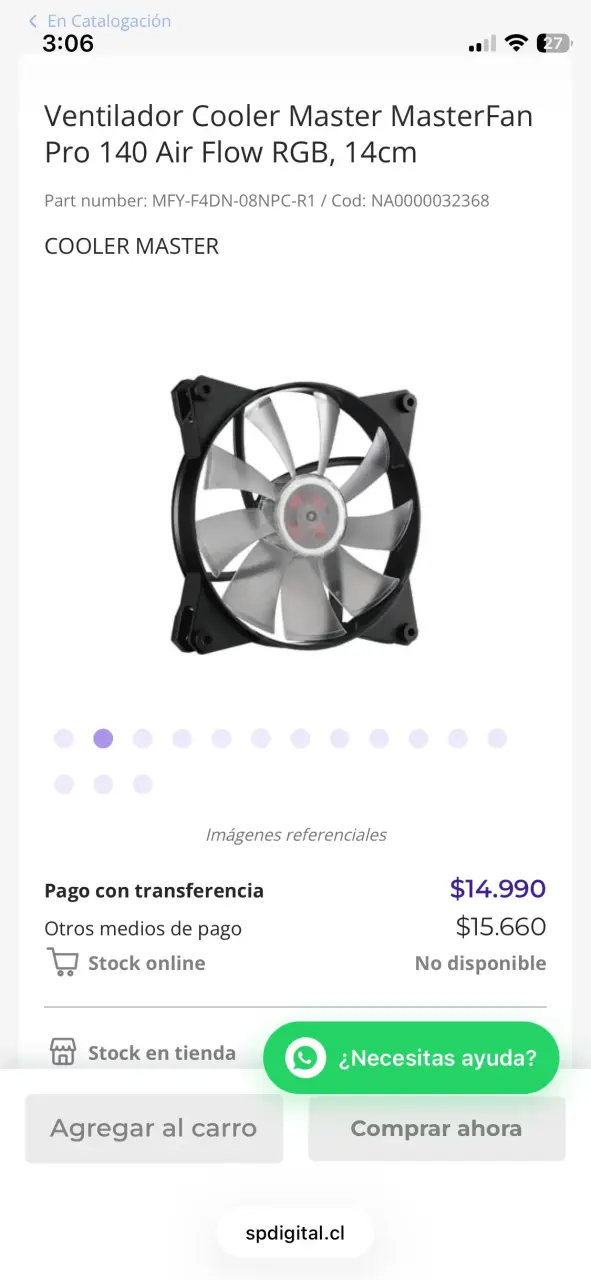 Ventilador de pc 140mm CoolerMaster Pro 140 af - 2
