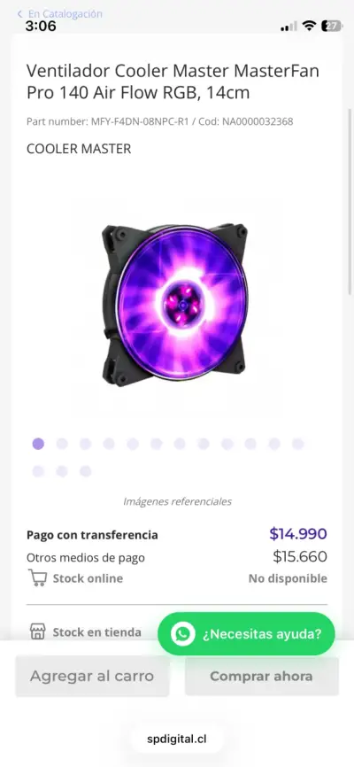 Ventilador de pc 140mm CoolerMaster Pro 140 af - miniatura 3