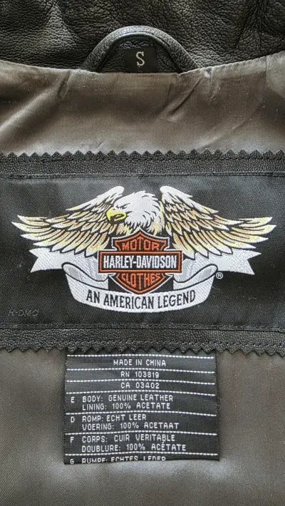 Chaqueta de cuero Harley Davidson negra - miniatura 3