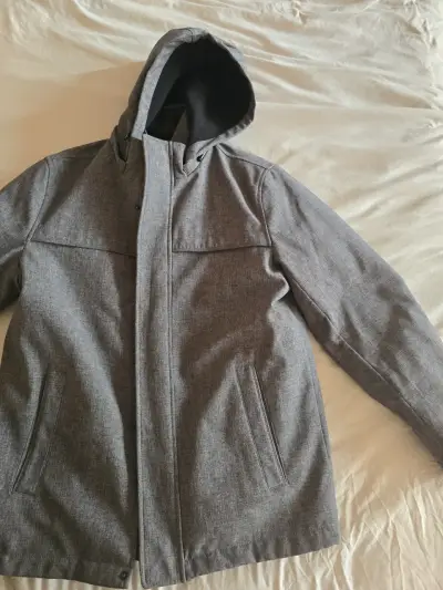Abrigo gris con capucha Impermeable Ferouch - miniatura 1