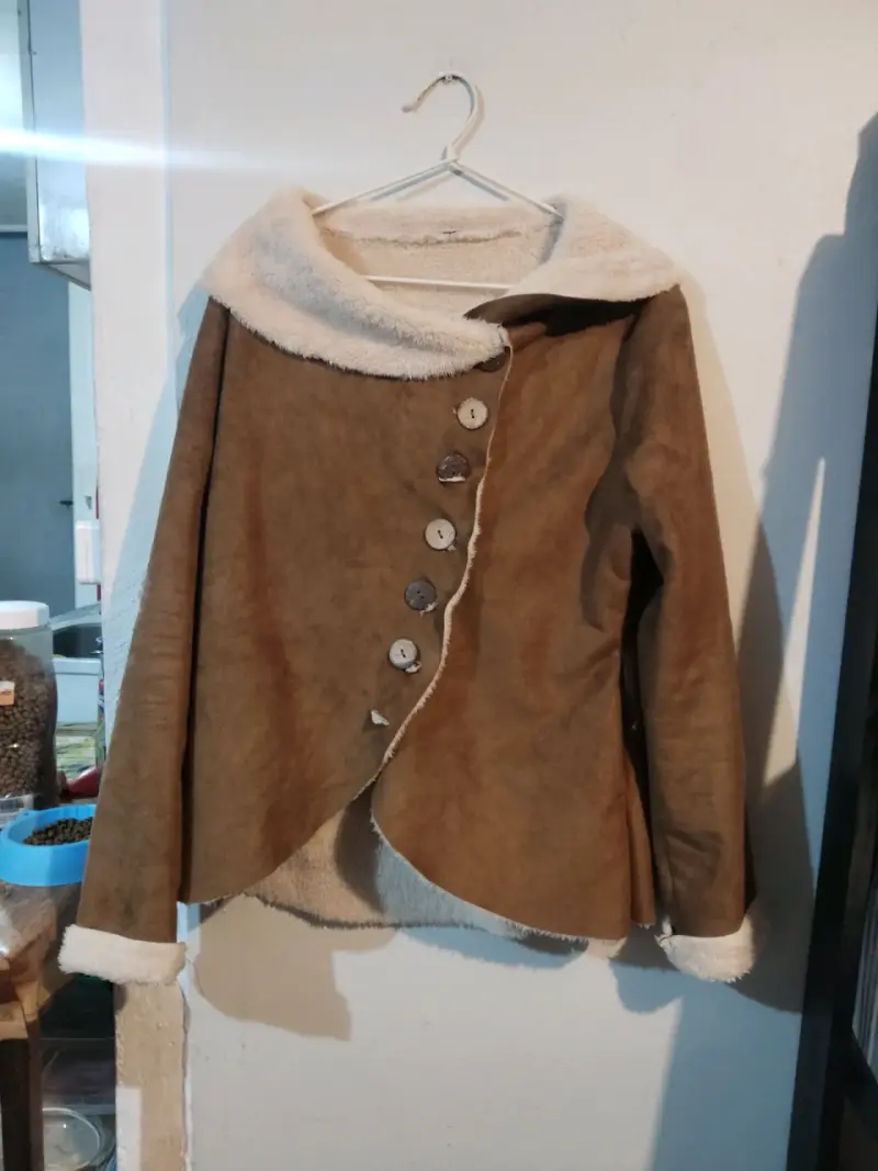 Chaqueta de lana sintética marrón - 1