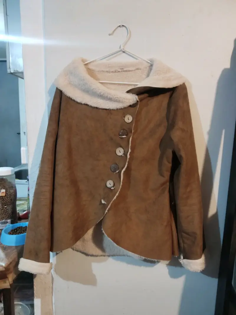 Chaqueta de lana sintética marrón - 2