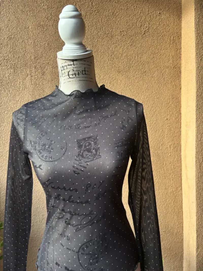 Polera negra transparente talla XS - 3