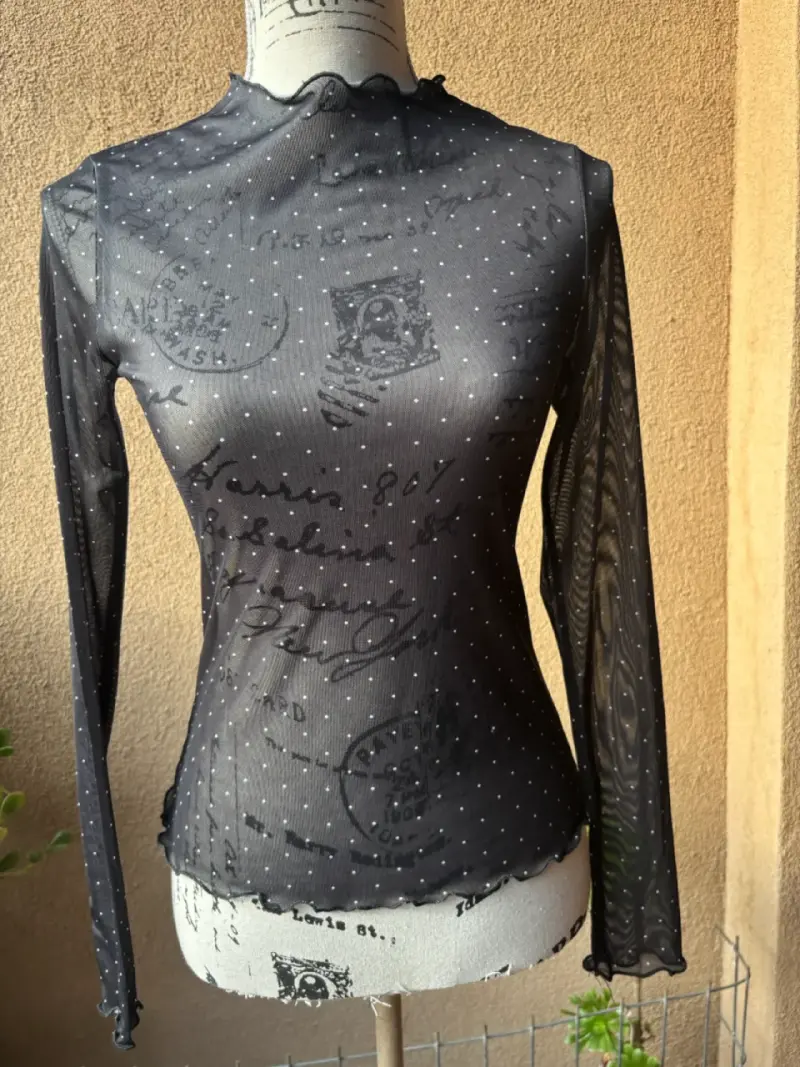 Polera negra transparente talla XS - 4