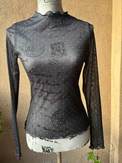 Polera negra transparente talla XS - miniatura 4