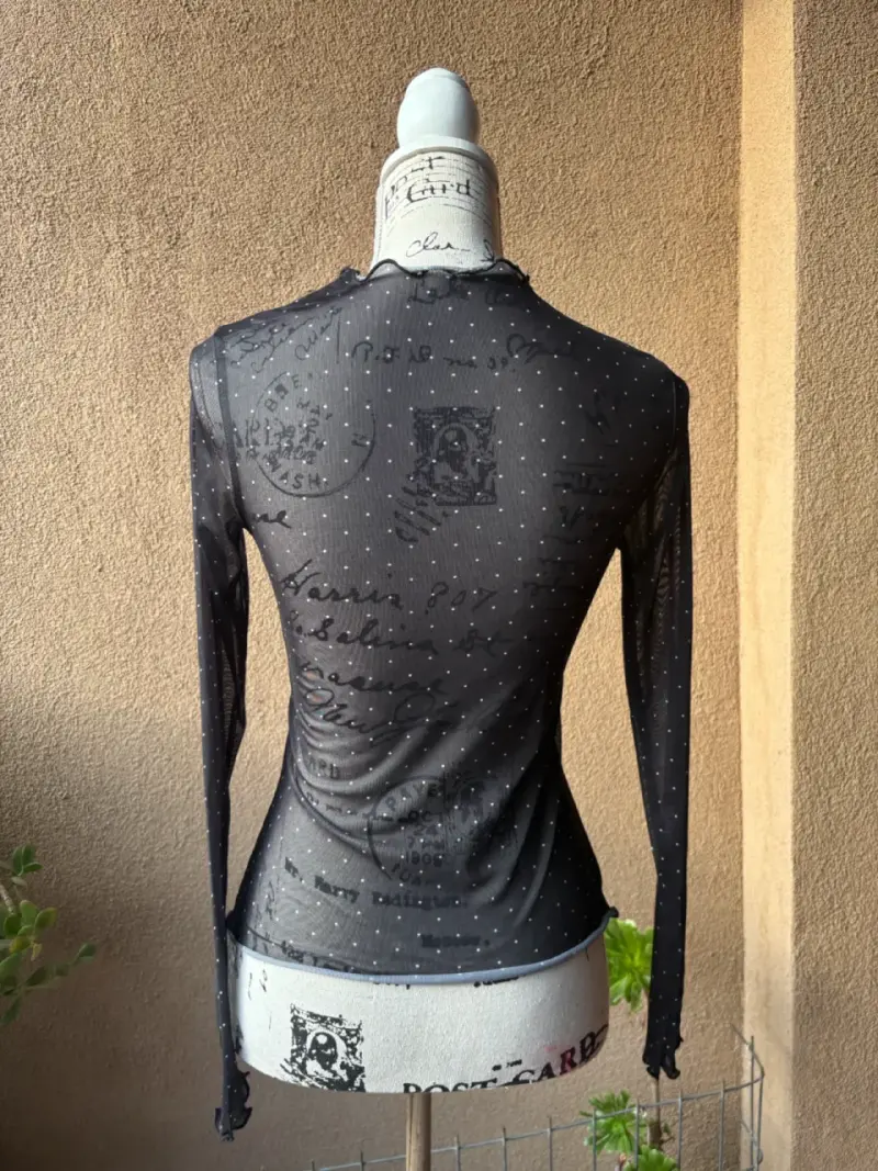 Polera negra transparente talla XS - 5