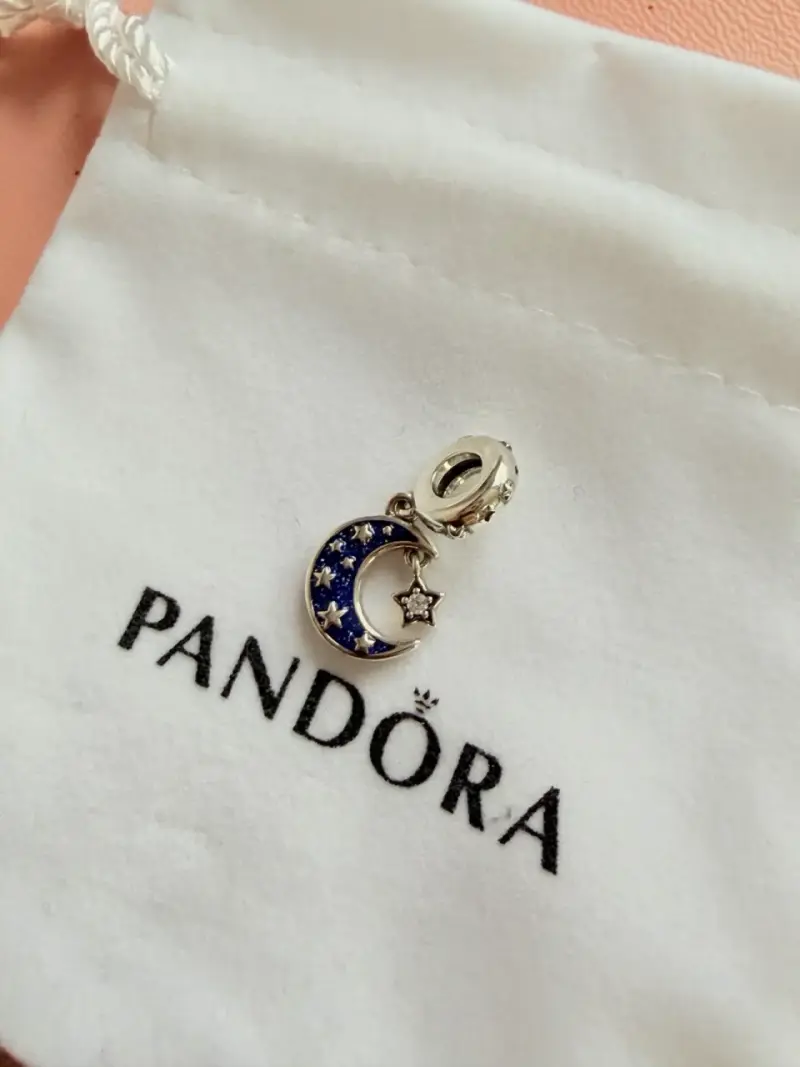 Charm luna y estrella azul plata 925