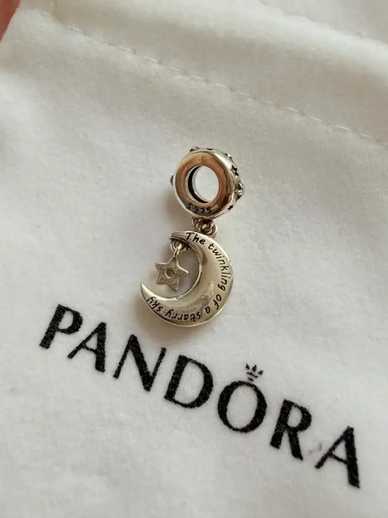 Charm luna y estrella azul plata 925 - 3