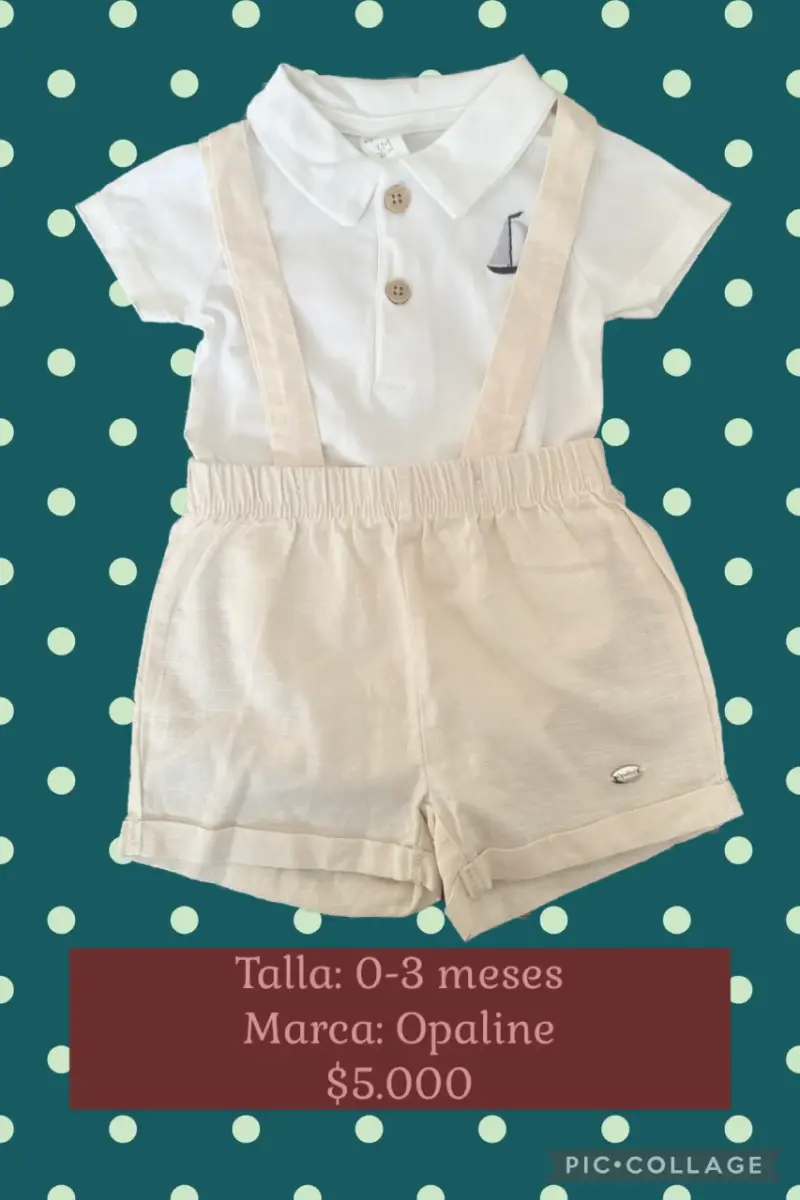 Conjunto bebé blanco y beige