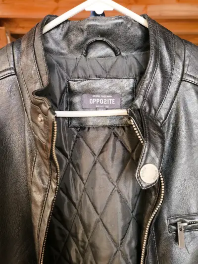 Chaqueta de cuero negra Opposite - miniatura 1