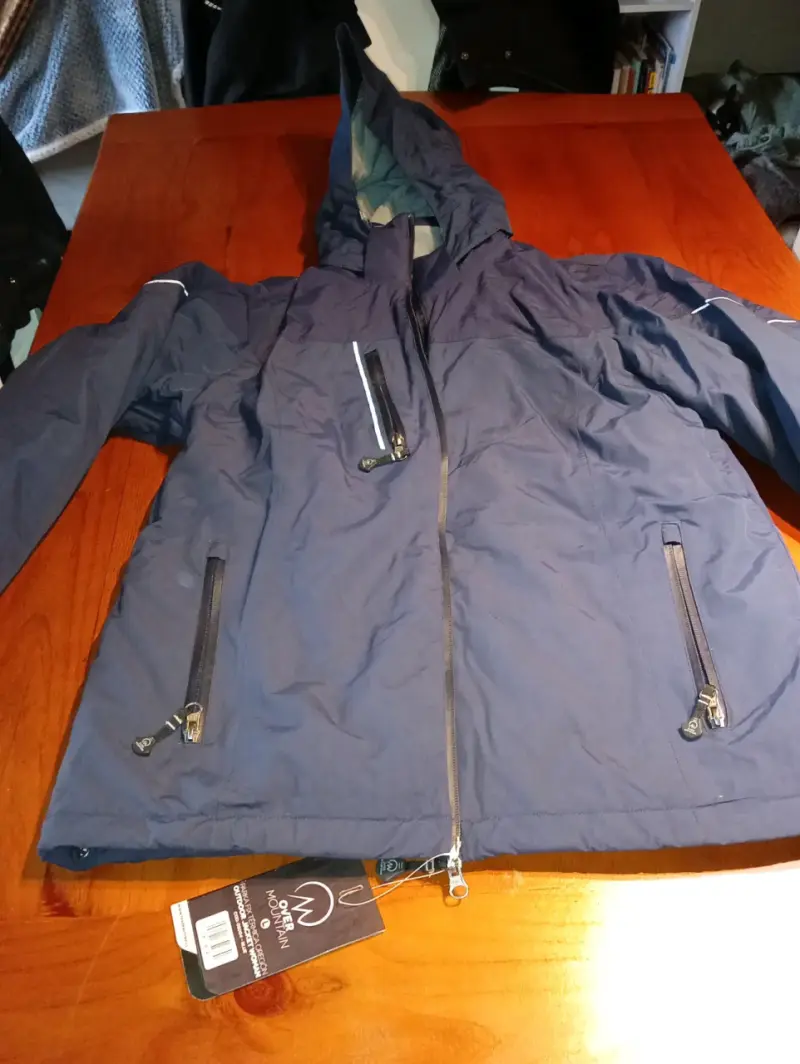 Abrigo elegante azul y gris - 4