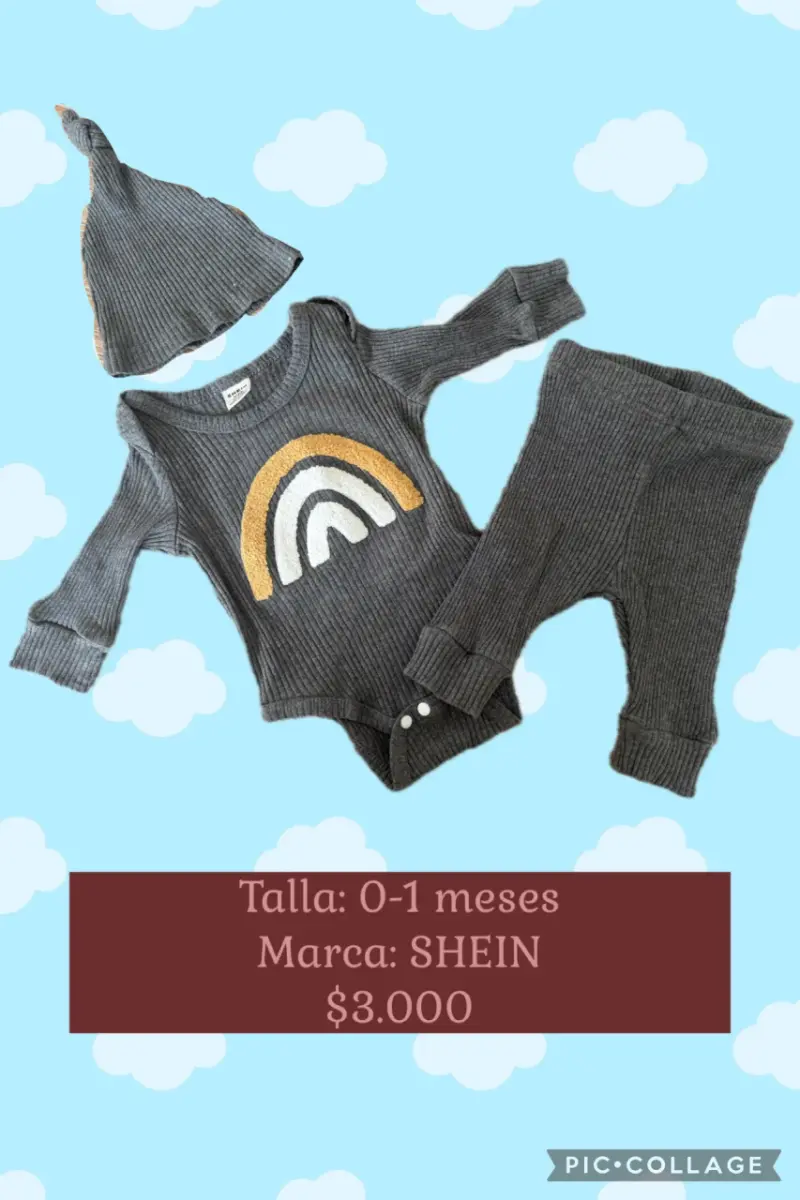 Conjunto bebé arcoíris gris