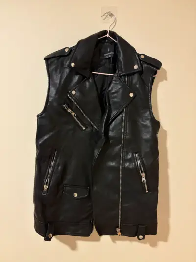 Chaqueta cuero sintetico sin mangas - miniatura 1