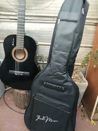 Guitarra acústica negra ibrah music. - miniatura 5