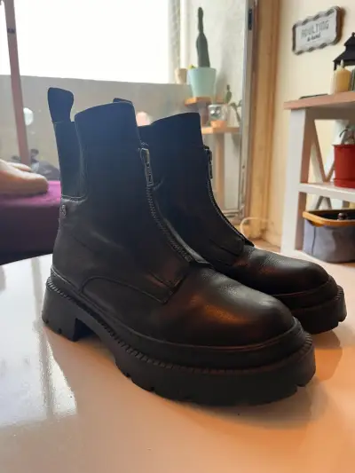 Botines de cuero negro con cremallera ZAPPA - miniatura 7