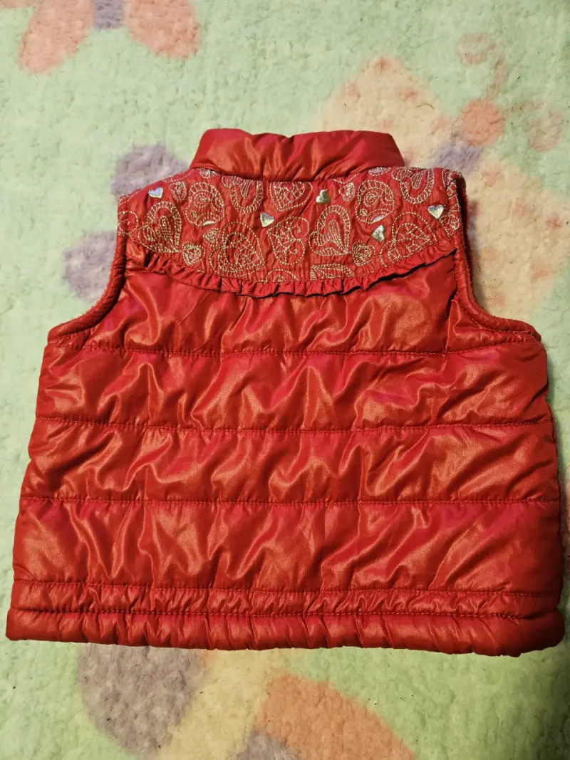 Chaleco acolchado rojo para niña6/12meses - 3