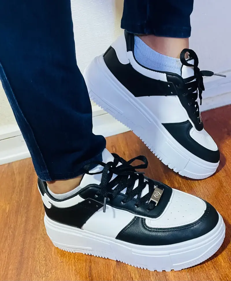 Zapatillas con plataforma blanco y negro - 3