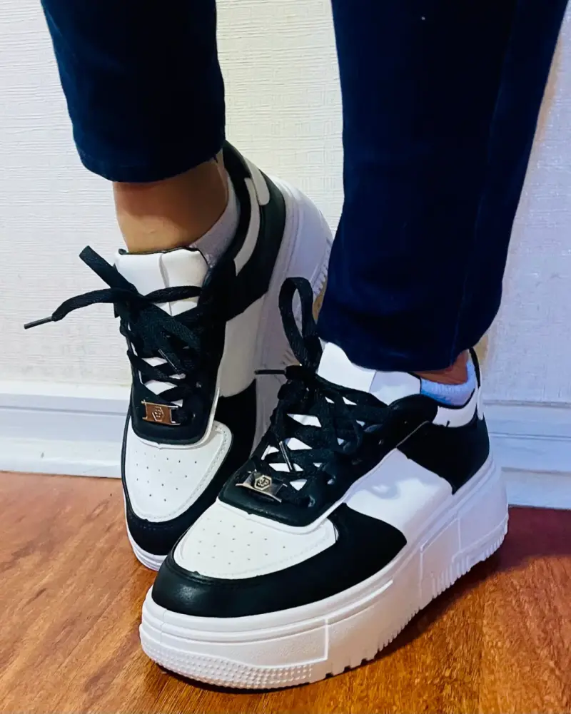 Zapatillas con plataforma blanco y negro - 4