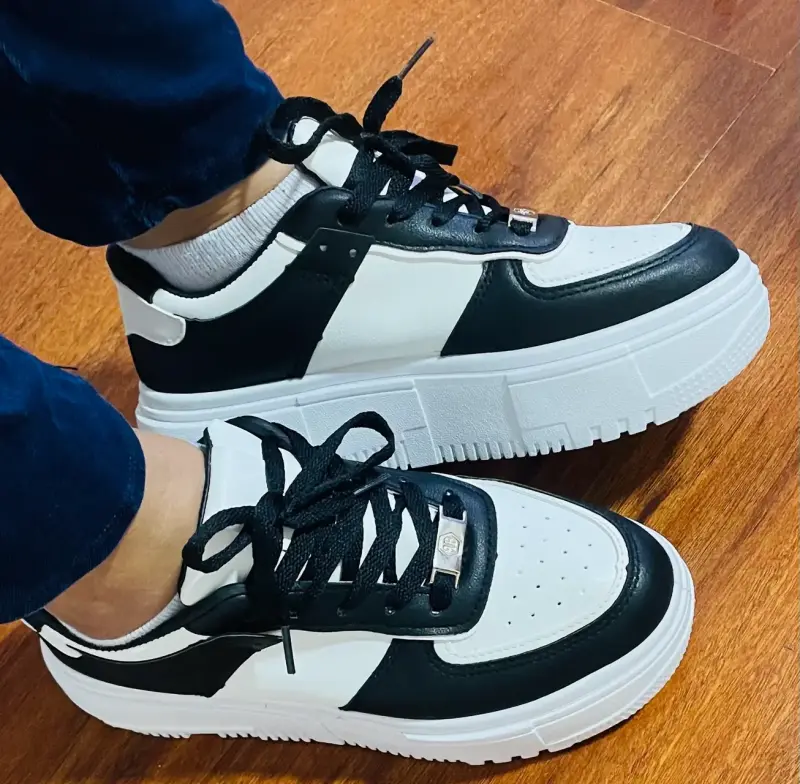Zapatillas con plataforma blanco y negro - 5