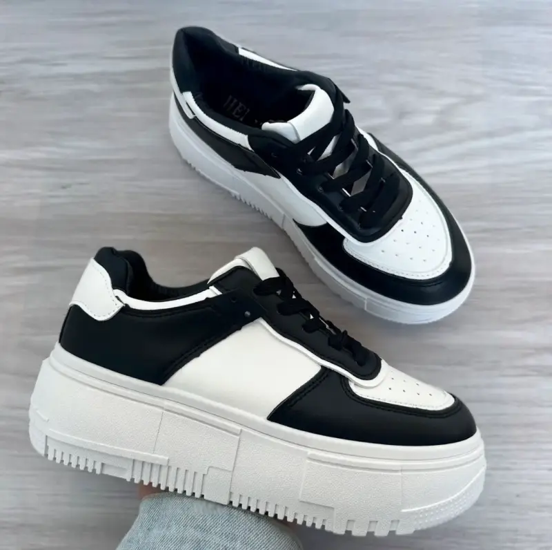 Zapatillas con plataforma blanco y negro - 6