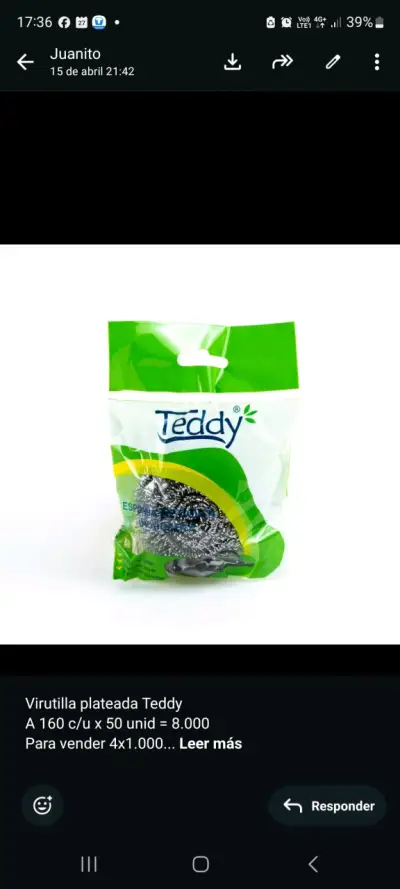 Virutilla plateada Teddy - miniatura 1