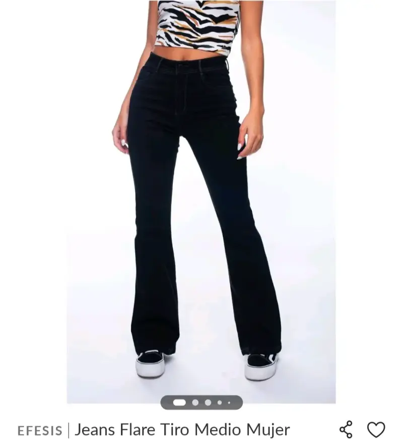 Jeans Flare Tiro Medio Negro - 1