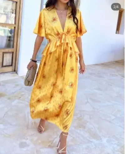 Vestido amarillo con estampado solar - miniatura 2