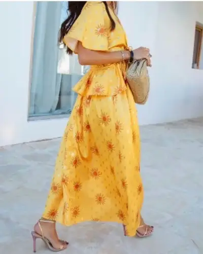 Vestido amarillo con estampado solar - miniatura 4