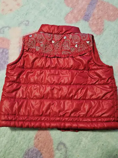 Chaleco acolchado rojo para niña6/12meses - miniatura 5