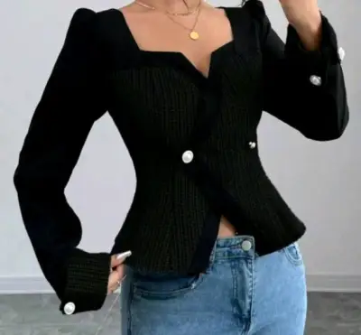 Blusa negra elegante mujer - miniatura 1