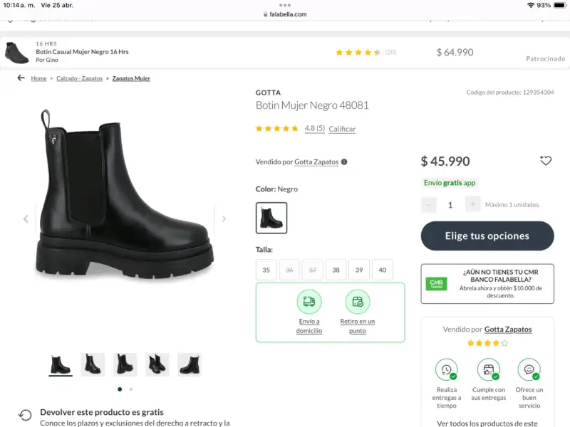 Botines / Botas negras Gotta Talla 39 - 3