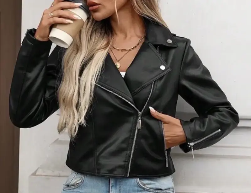 Chaqueta negra estilo biker. - 6