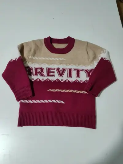 Suéter unisex bordó y beige - miniatura 1