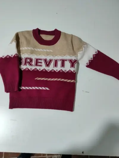Suéter unisex bordó y beige - miniatura 2